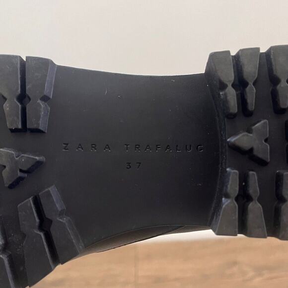 Zara Trafulac Studded Combat/Moto Ankle Boots Black Slip On Size EU37/US 76.5 - Picture 8 of 8